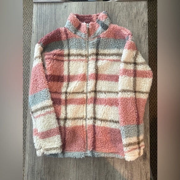 NWT Jason Maxwell Plaid Multicolor Fuzzy Zip Up Jacket Size Small - Picture 9 of 10